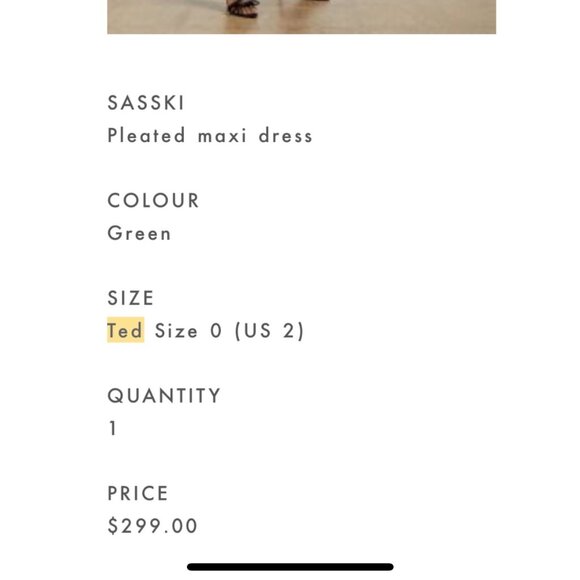 Ted Baker SASSKI Pleated maxi dress - NWOT - Picture 5 of 5